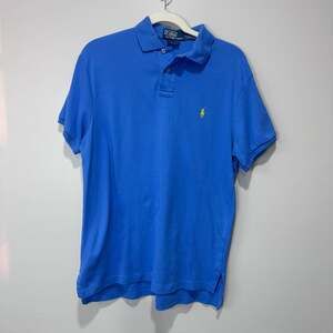 Polo Ralph Lauren Custom Fit Blue Polo Shirt with Yellow Pony - Size L